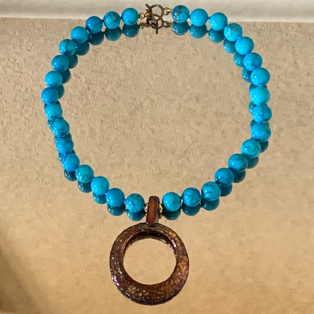 SIMON SEBBAG TURQUOISE STONE PENDANT NECKLACE